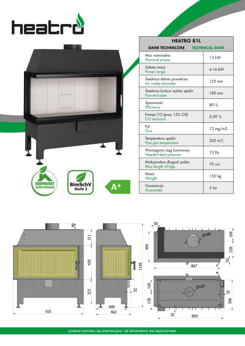 Focar semineu Heatro 81L