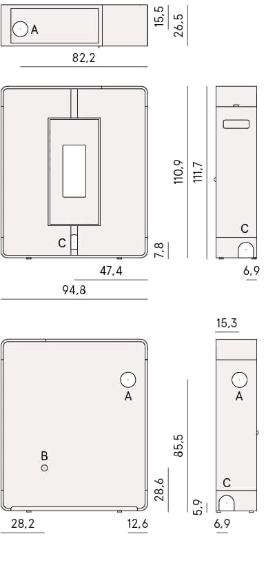 Soba peleti Tile 10 plus canalizabila, alb