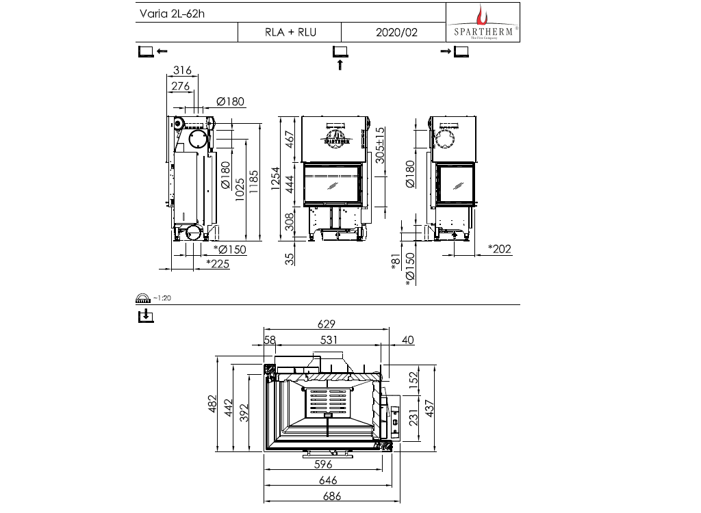 Spartherm Focar semineu Varia 2L-62h