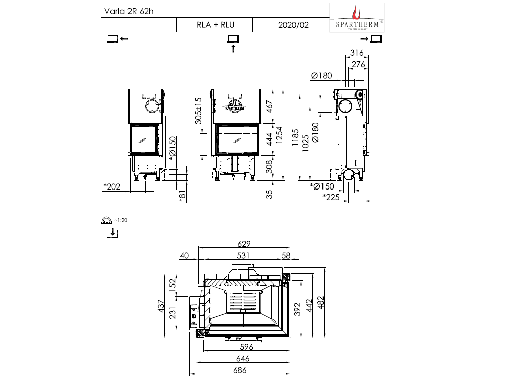Spartherm Focar semineu Varia 2R-62h