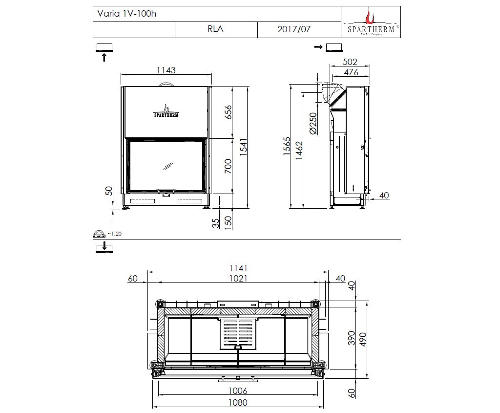 Spartherm Focar semineu Varia 1V-100h