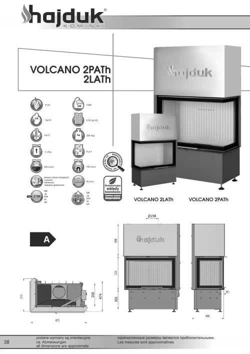 Focar semineu Volcano 2LATh/2PATh Hajduk