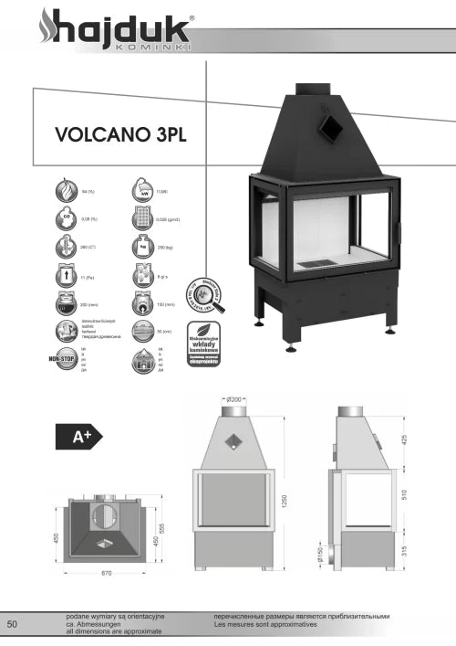 Focar semineu Volcano 3PL Hajduk