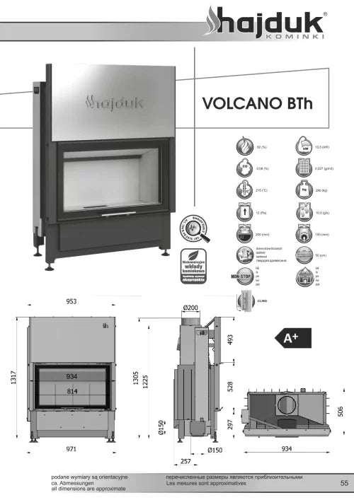 Focar semineu Volcano BTh Hajduk