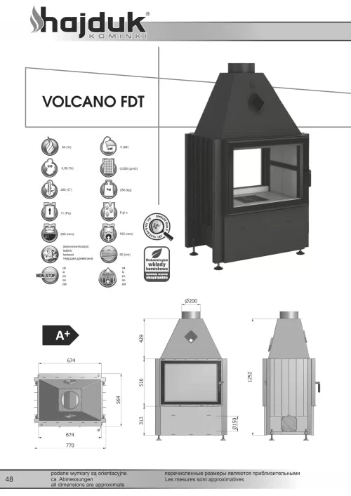 Focar semineu Volcano FDT Hajduk tunel