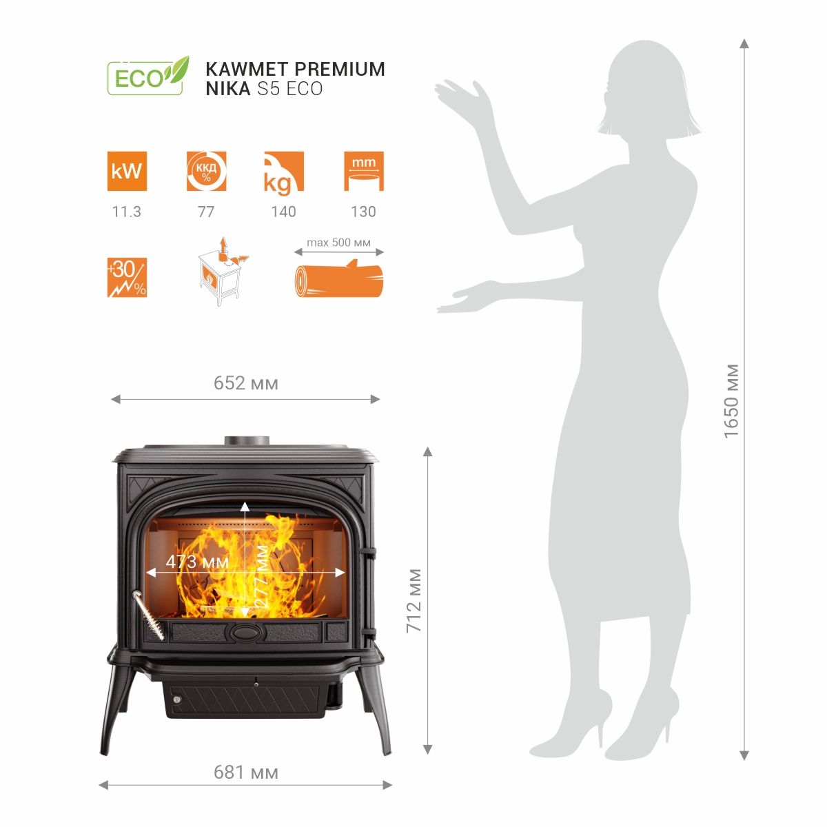 Sobă KAWMET Premium NIKA S5 ECO – 11,3 kW