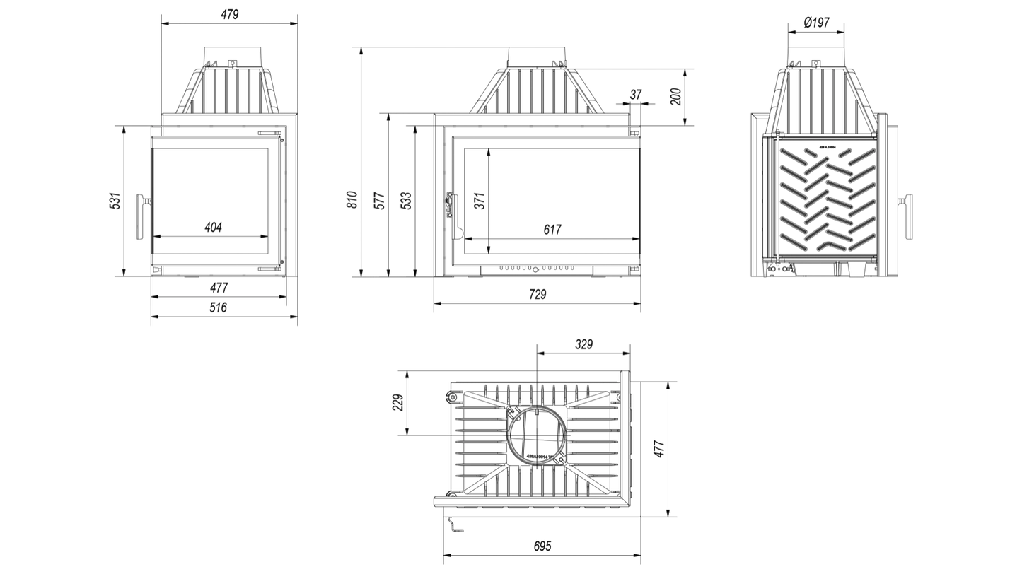 HELTAU XL - Sticla dreapta fara stalp 15-18 kw