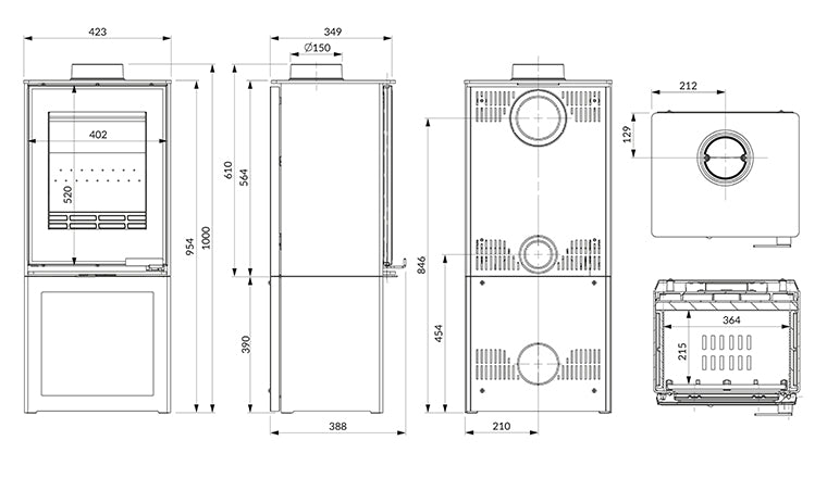Soba pe lemne KAWMET HARITA S15i S-BOX DÉCOR 6.5 kW