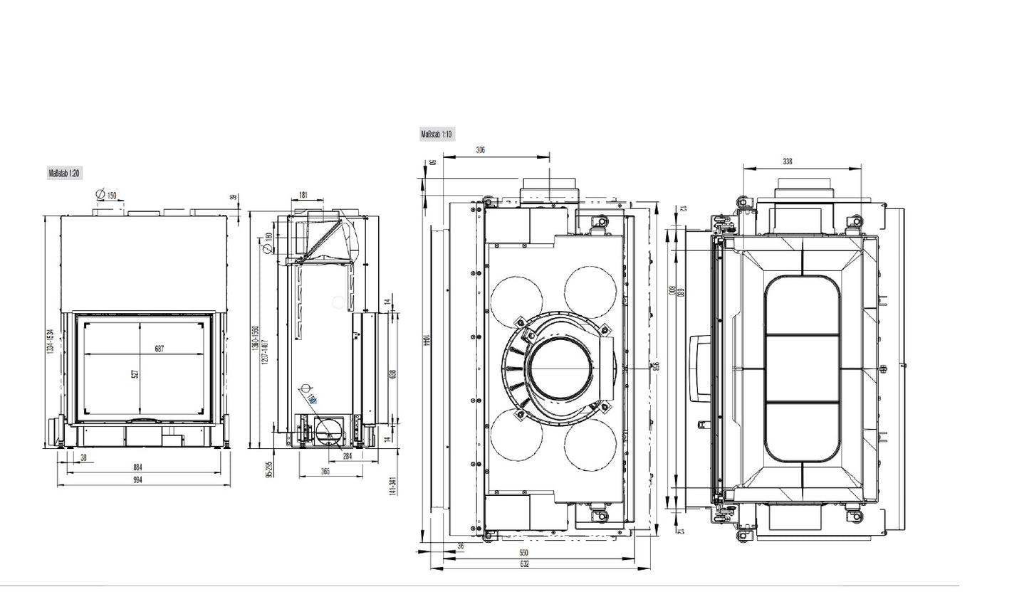 Focar semineu - 55X55X51 K Austroflamm -Bendisgrup