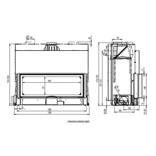 Focar semineu 120X45 S 2.0 Austroflamm