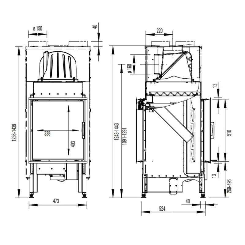 Focar semineu Austroflamm 45X51 K I