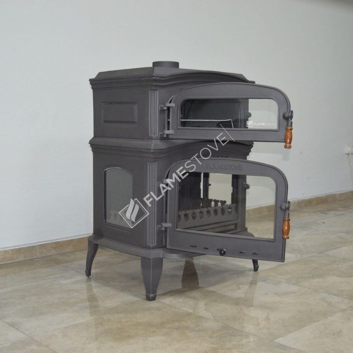 Soba Lux Premium FS-034: Eficiență Energetică Clasa A, Design Elegant din Fontă, Perfectă pentru Încălzire și Gătit