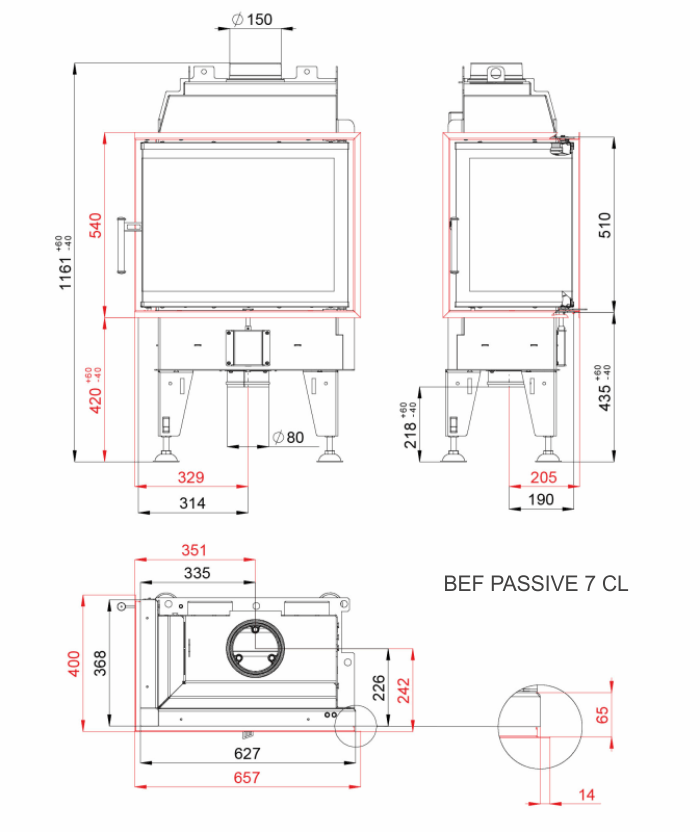 Focar semineu Bef Passive 7 CL