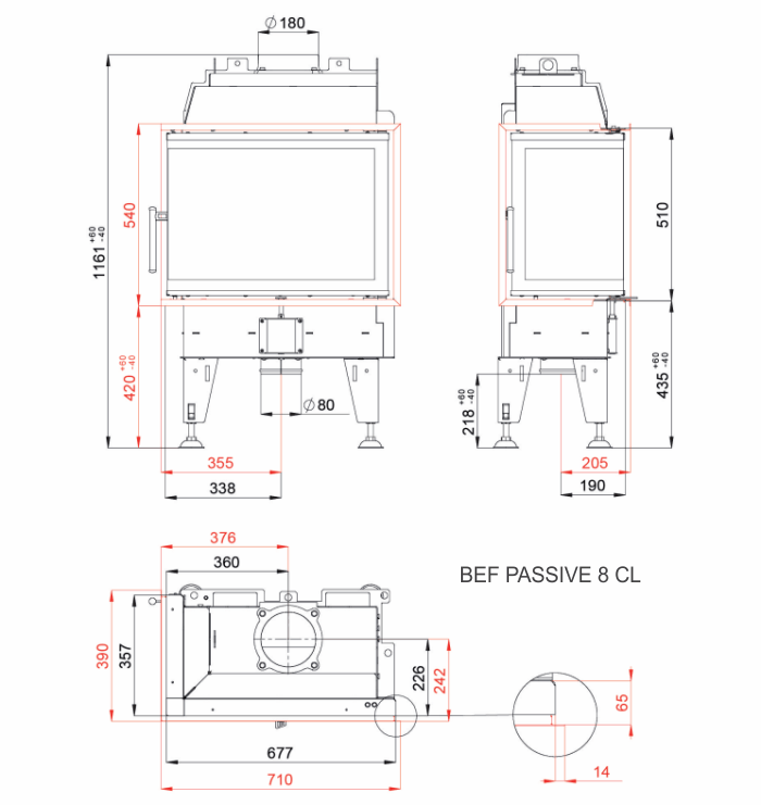 Focar semineu Bef Passive 8 CL