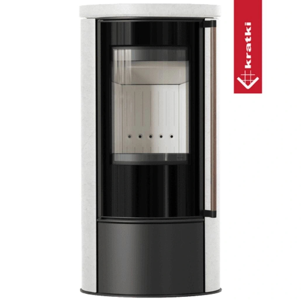 Soba Erik 5.5kW ceramica White Natural - maner lemn