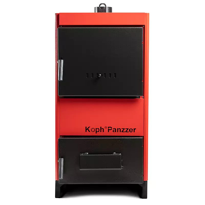 Centrală/Cazan pe lemne și cărbuni KOPH Panzzer 37 kW/45 kW cu regulator de tiraj inclus, Ø 160 mm, volum manta apă 80 litri