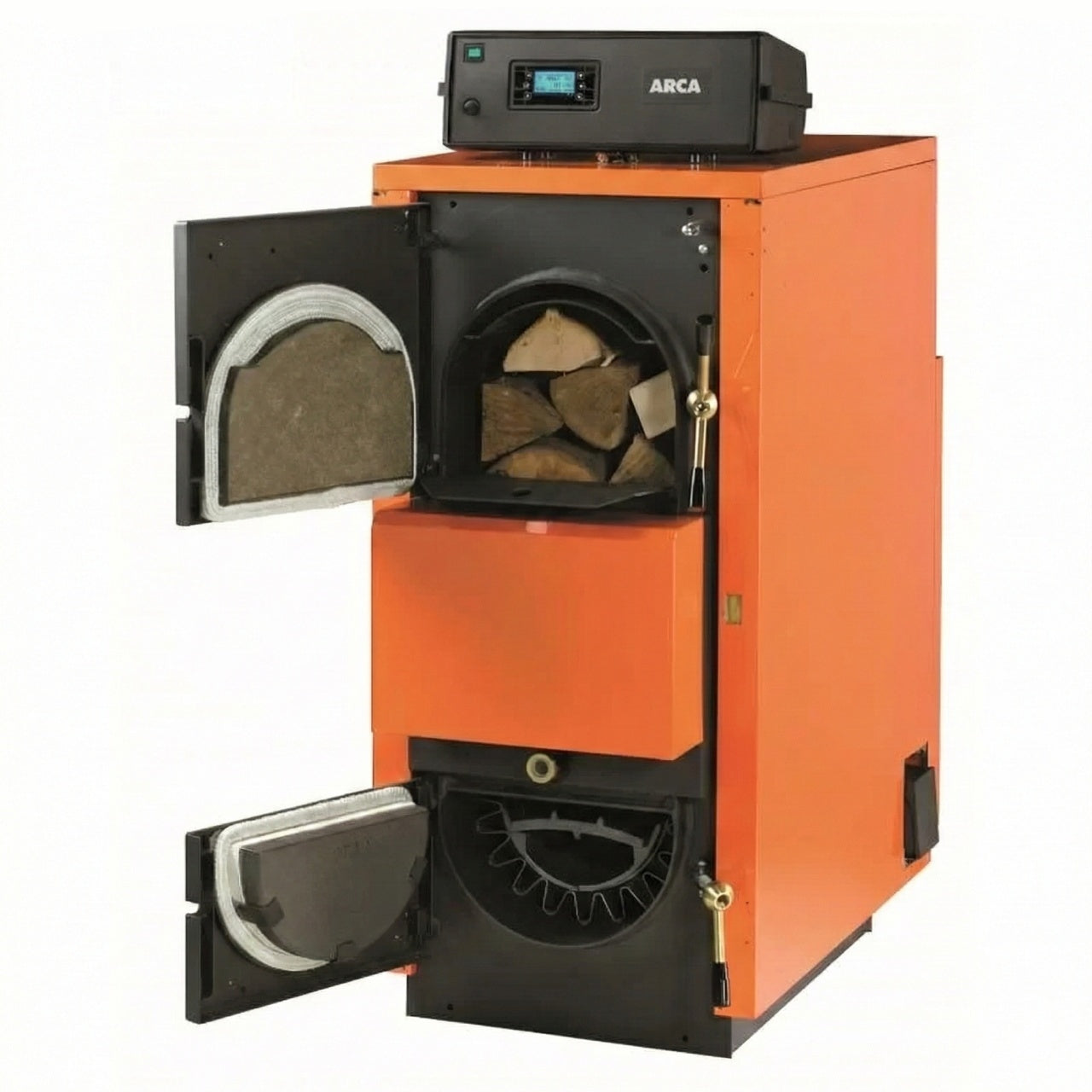 Centrala pe lemne cu gazeificare Arca Aspiro 70RI inox, 69 kW, Ø coș fum 180 mm