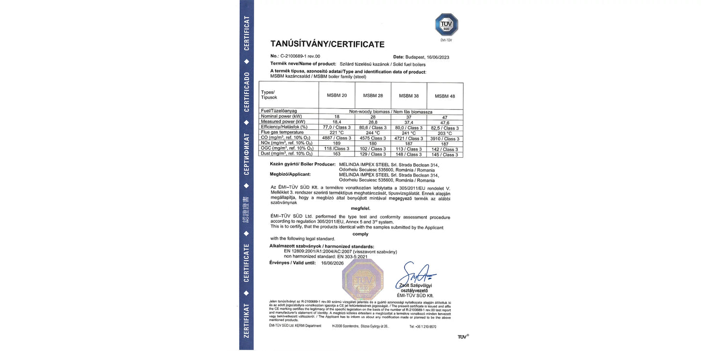 Cazan pe lemne, din tabla de otel, 18 kW, PMSBM20B, BlauTech