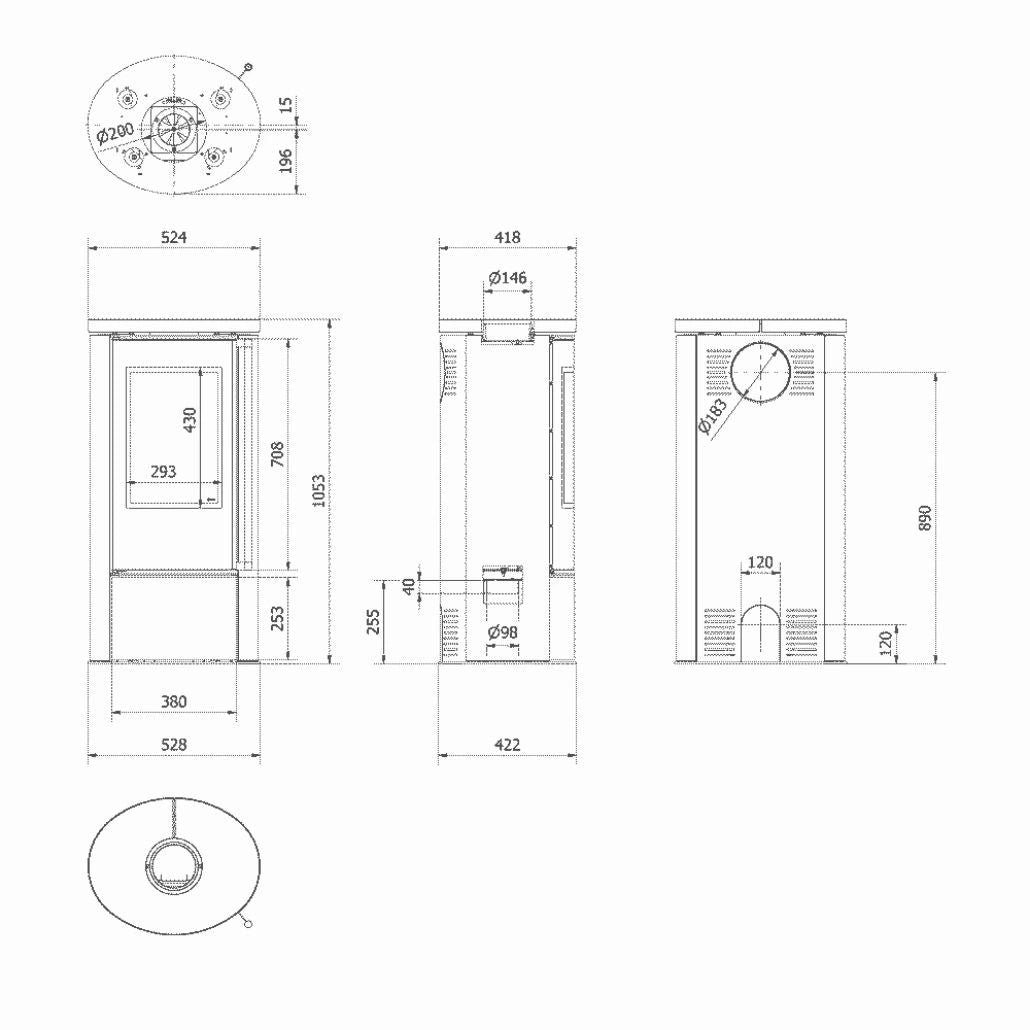 Soba Erik 5.5kW ceramica Gold Satin