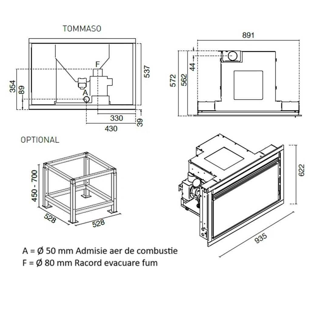 Focar peleti TOMMASO 3.1-9.5 kW