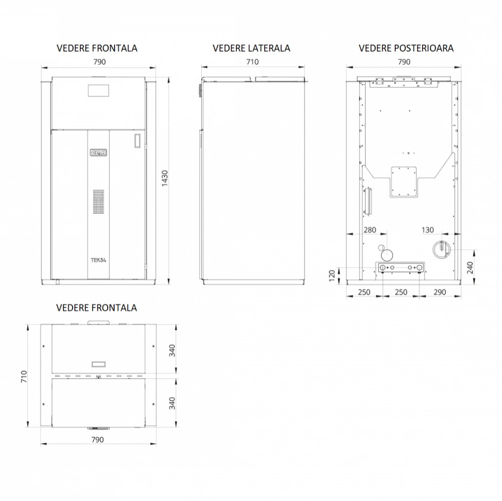 Centrala peleti TEK 34kw - WI-FI + autocuratare