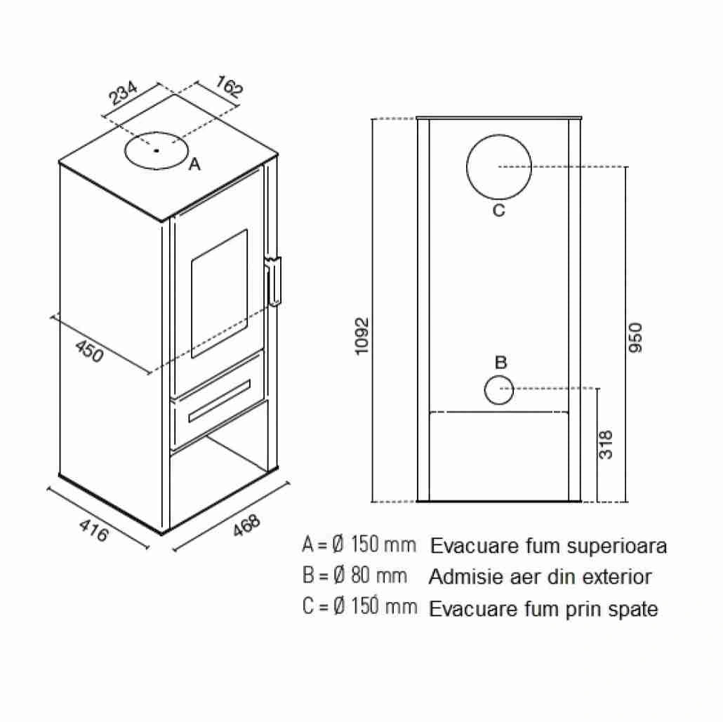 Soba Livia 8-9.5kw Nero - A+ cu randament 86%