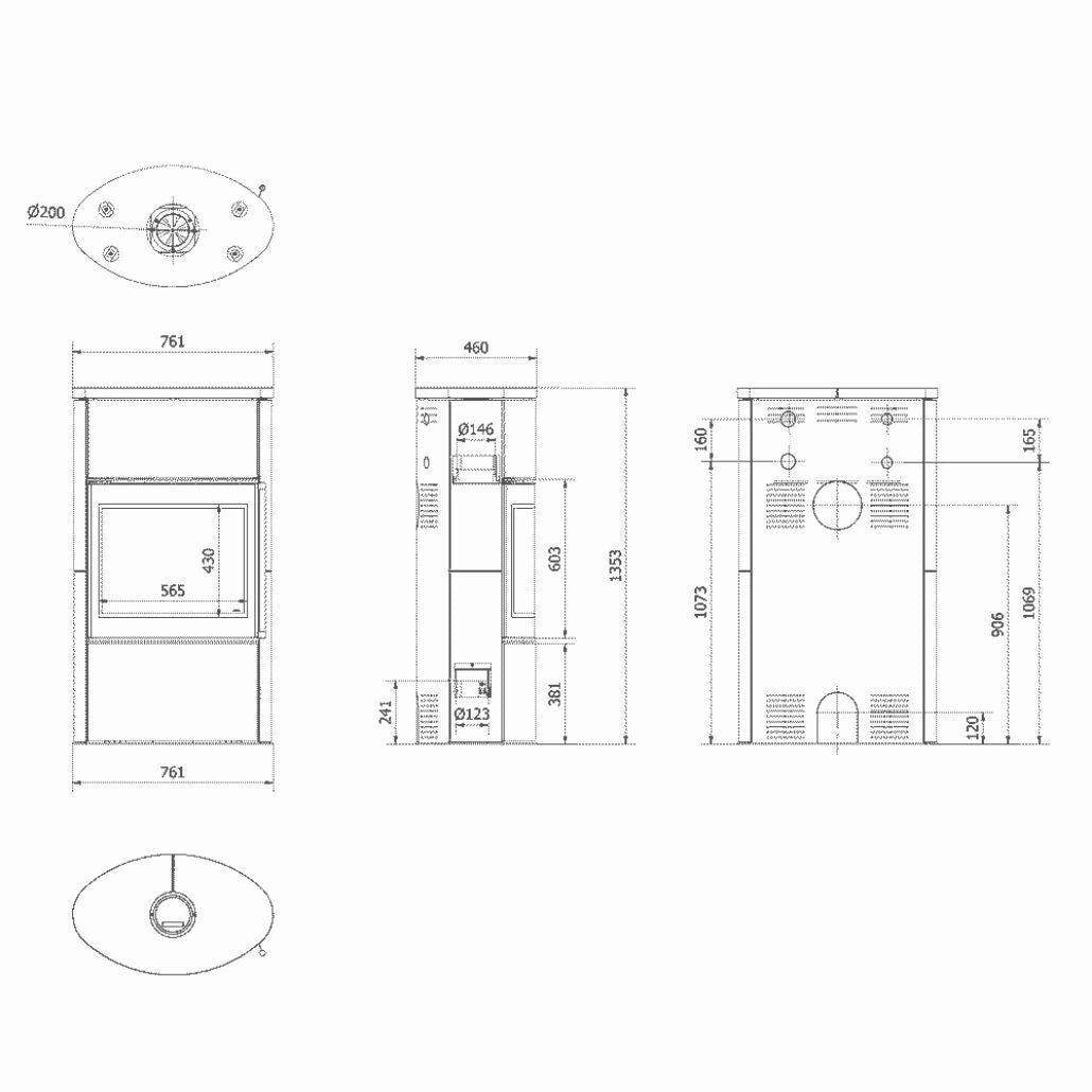 Soba Bjorn 7kW ceramica Grafite Satin cu capac ceramic