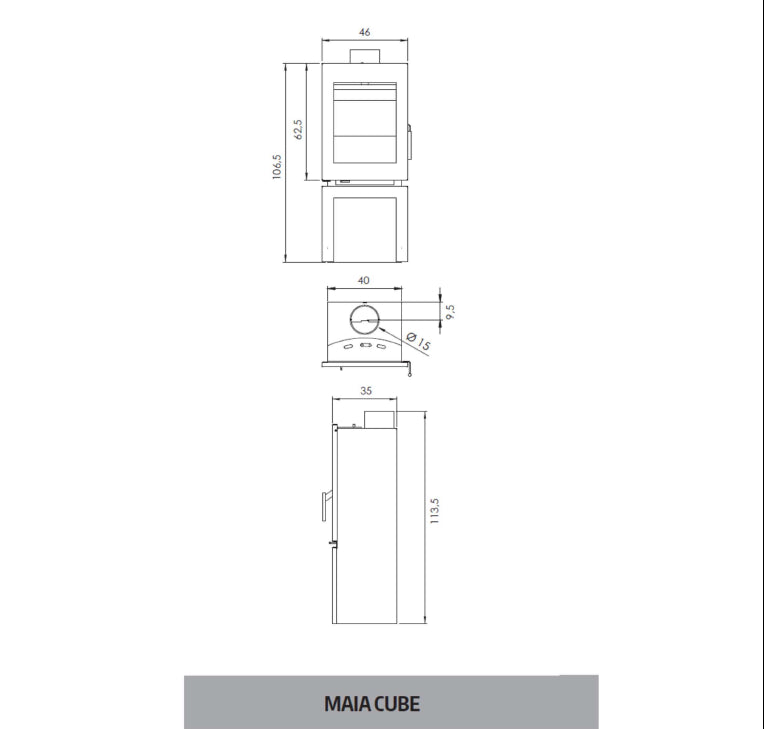 Soba pe lemne Carbel MAIA CUBE, 7,18kW
