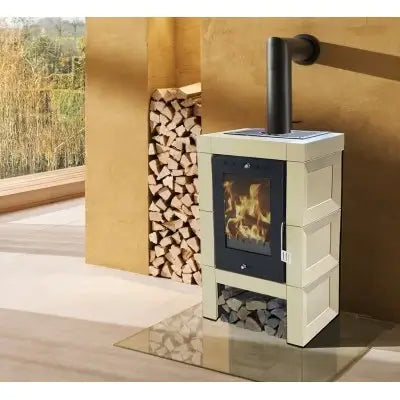 Soba pe lemne Domofire Modena II, 7 kW, crem, teracota