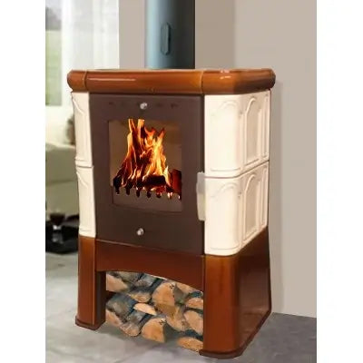 Soba pe lemne Domofire Piccolo II, 6 kW, crem-maro, teracota