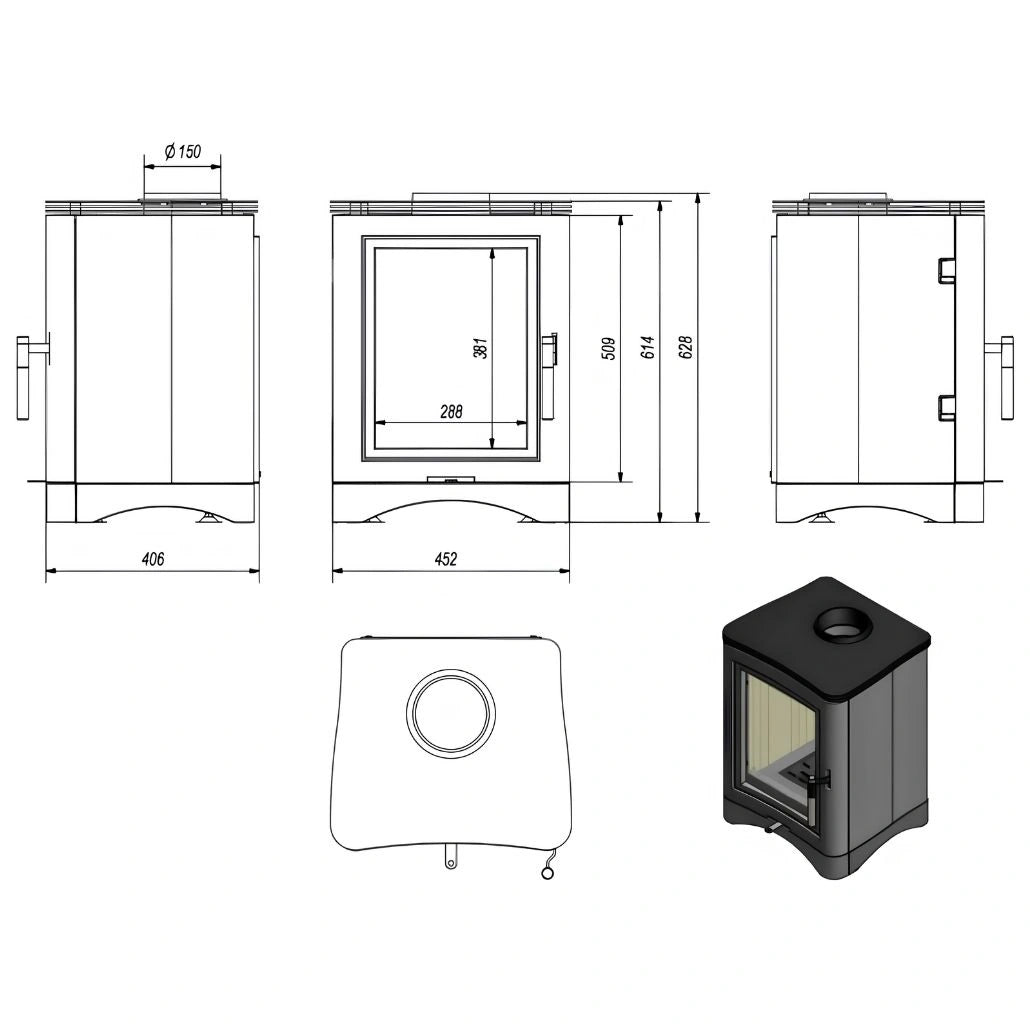 Soba K5 fonta + samota, 7-9 kW