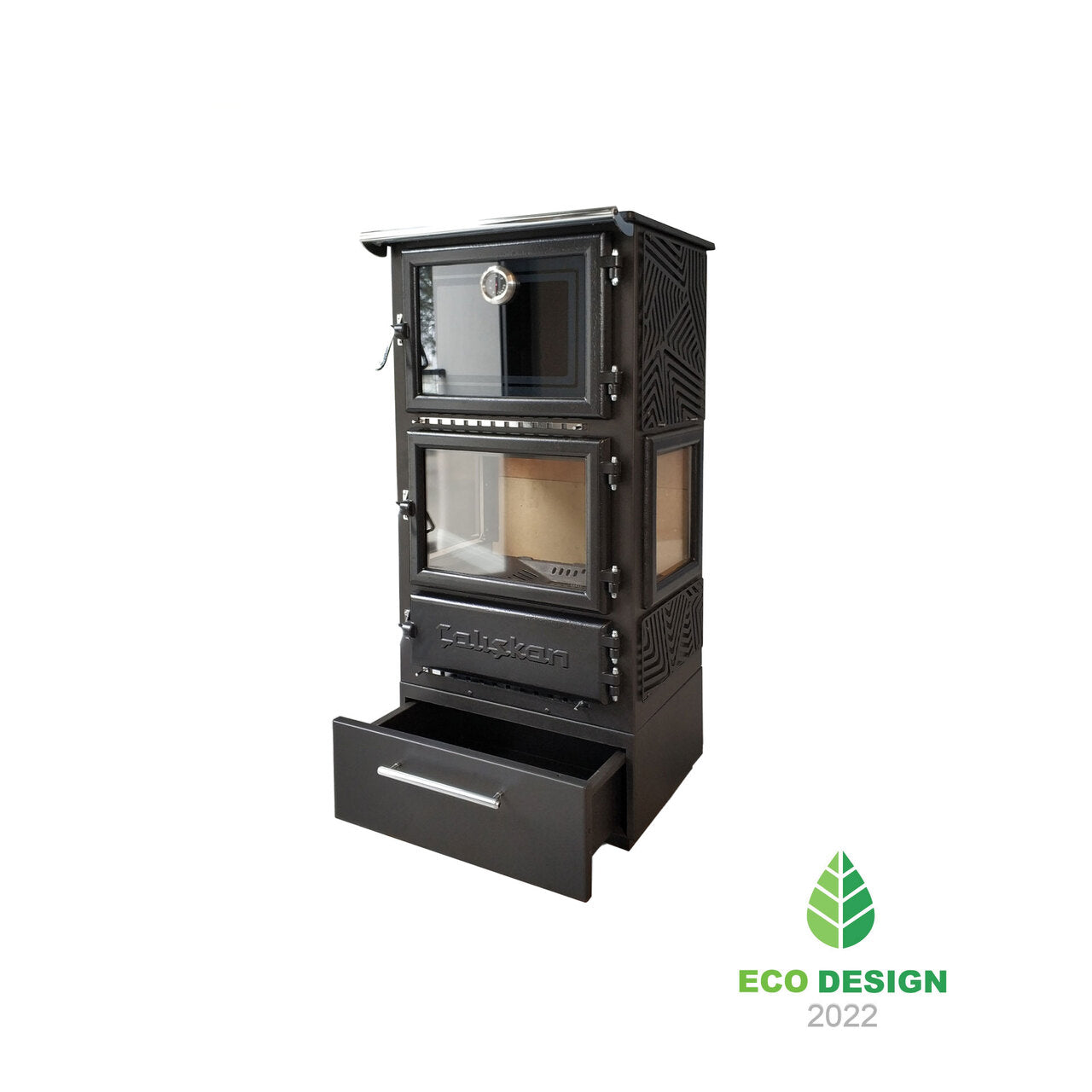 306-3D Cutie Sobă Pe Lemne Cu Cuptor, Putere 12.870 kW, Eficiență Termică 128 m²