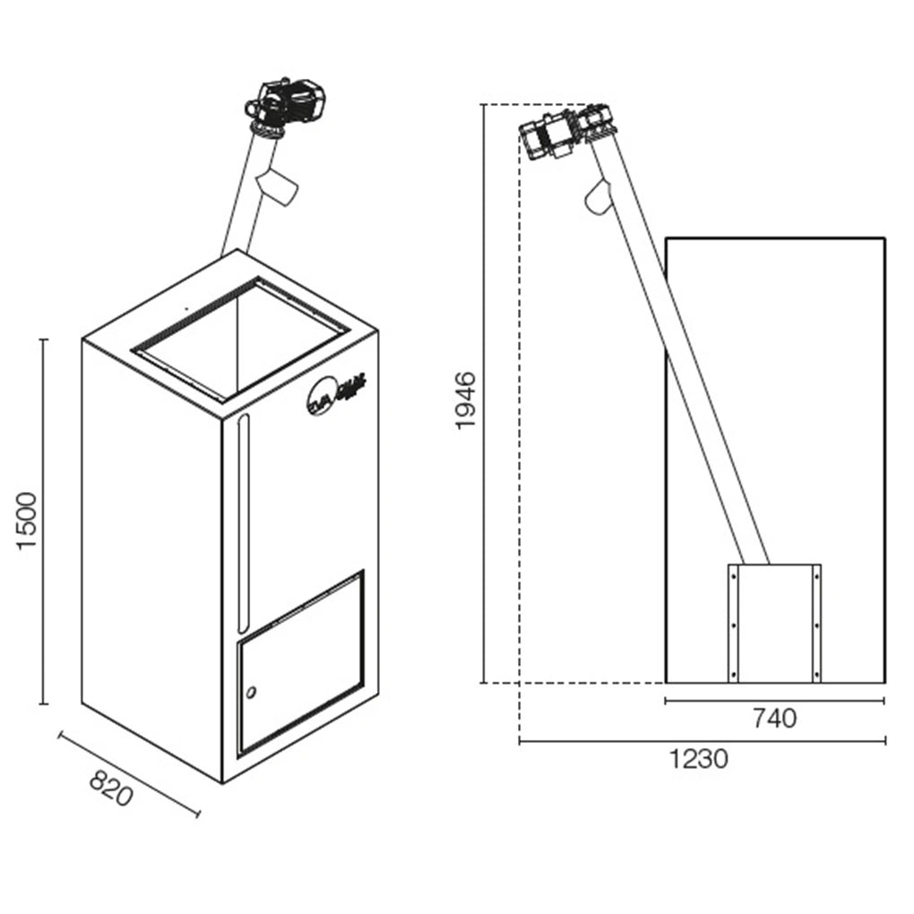 Rezervor suplimentar de peleti - 345kg - Universal cu modul de comanda propriu