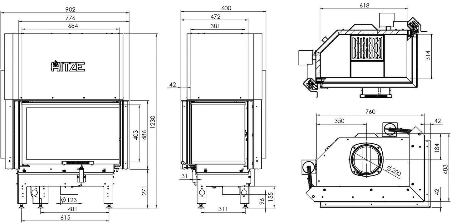 Focar Semineu Hitze 14 kW Albero AL14RG.H-D