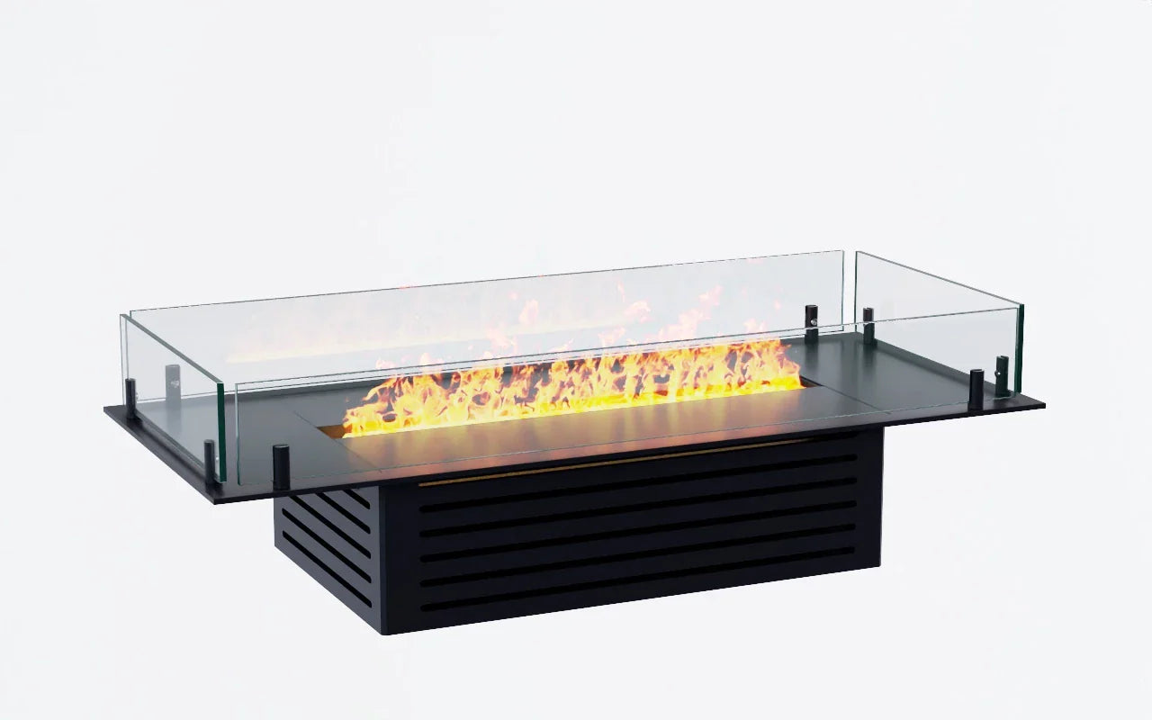 Foco Myst Pro 900: Șemineu Hibrid Profesional cu Flacără Multicoloră și Integrare Ușoară