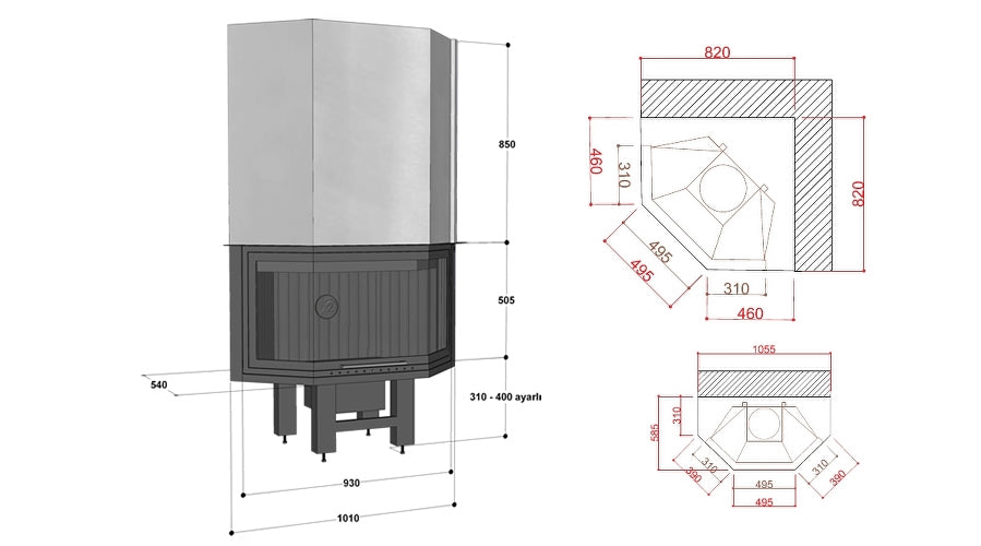 Focar semineu prismatic HPHC 100 Y