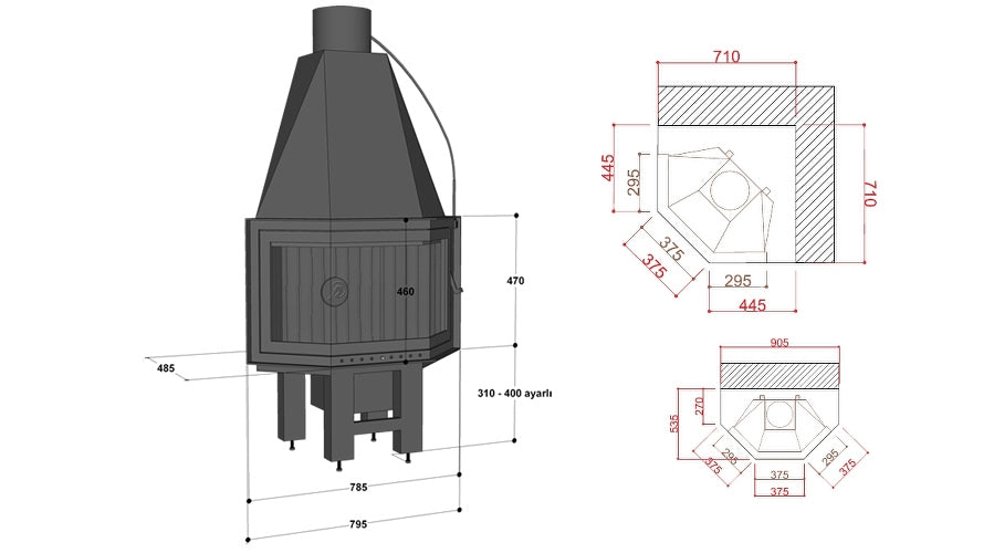 Focar semineu prismatic HPHC 80 Y