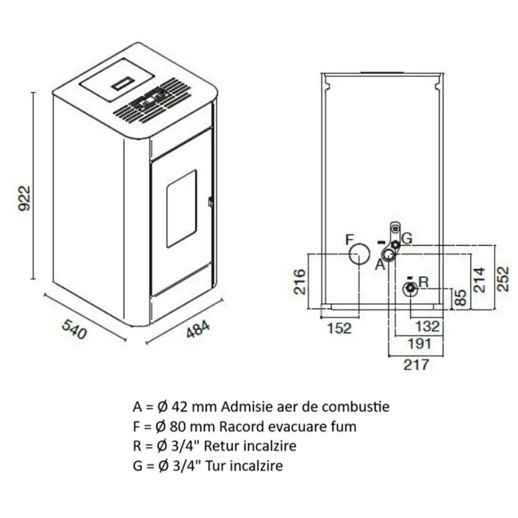 TERMOSEMINEU PE PELEȚI AMALIA 4.2-11.4 KW - ROȘU