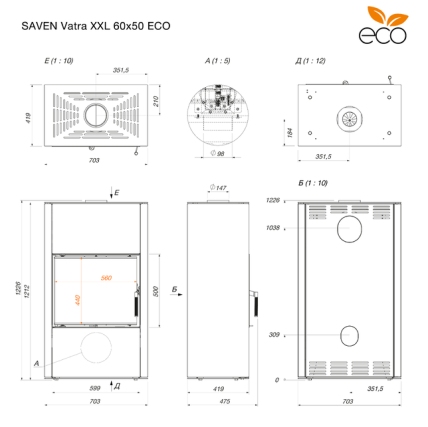 Soba SAVEN Vatra XXL 60×50 ECO