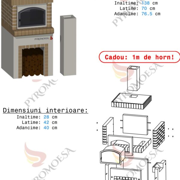 Gratar de gradina, placat cu samota, 82 cm latime - Pyromoesa