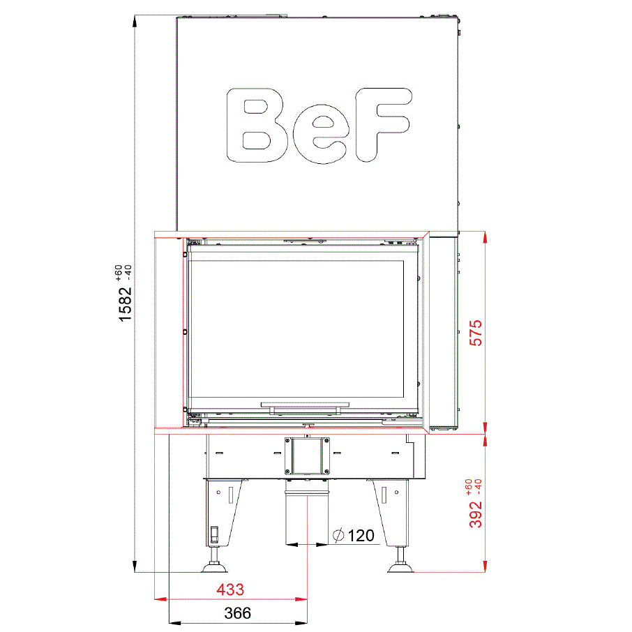Focar Semineu BeF Therm V 8 CL