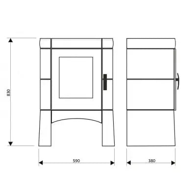 Soba pe lemne Domofire Piccolo, 6 kW, cahle crem‑verde