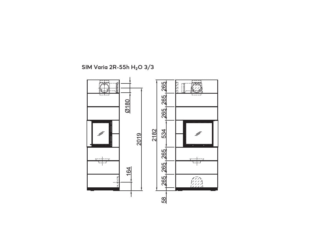 Focar semineu semineu modular tip centrala sim varia 2r 55h h o 3 3