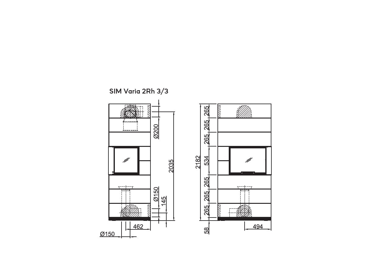 Șemineu modular SIM Varia 2Rh 3/3 Spartherm