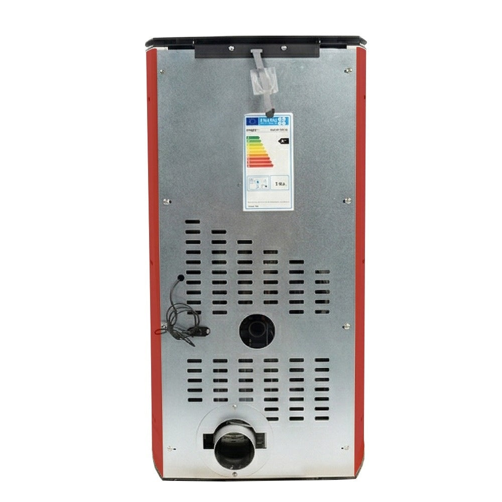 Soba pe peleti KOPH PD 8 kW cu aer cald, capacitate buncar 8 kg, pentru suprafete de pana la 50 mp, culoare Bordo
