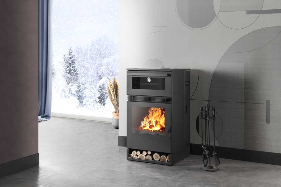 Șemineu pe peleți și lemne TEBA TKS-15, 10 kW / 8 kW