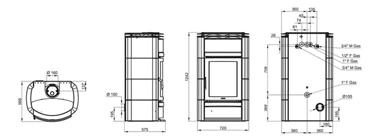 Soba tip centrala Norma S Idro DSA gri
