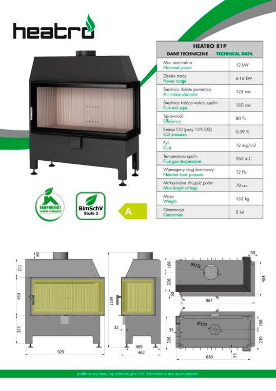 Focar semineu Heatro 81P Negru