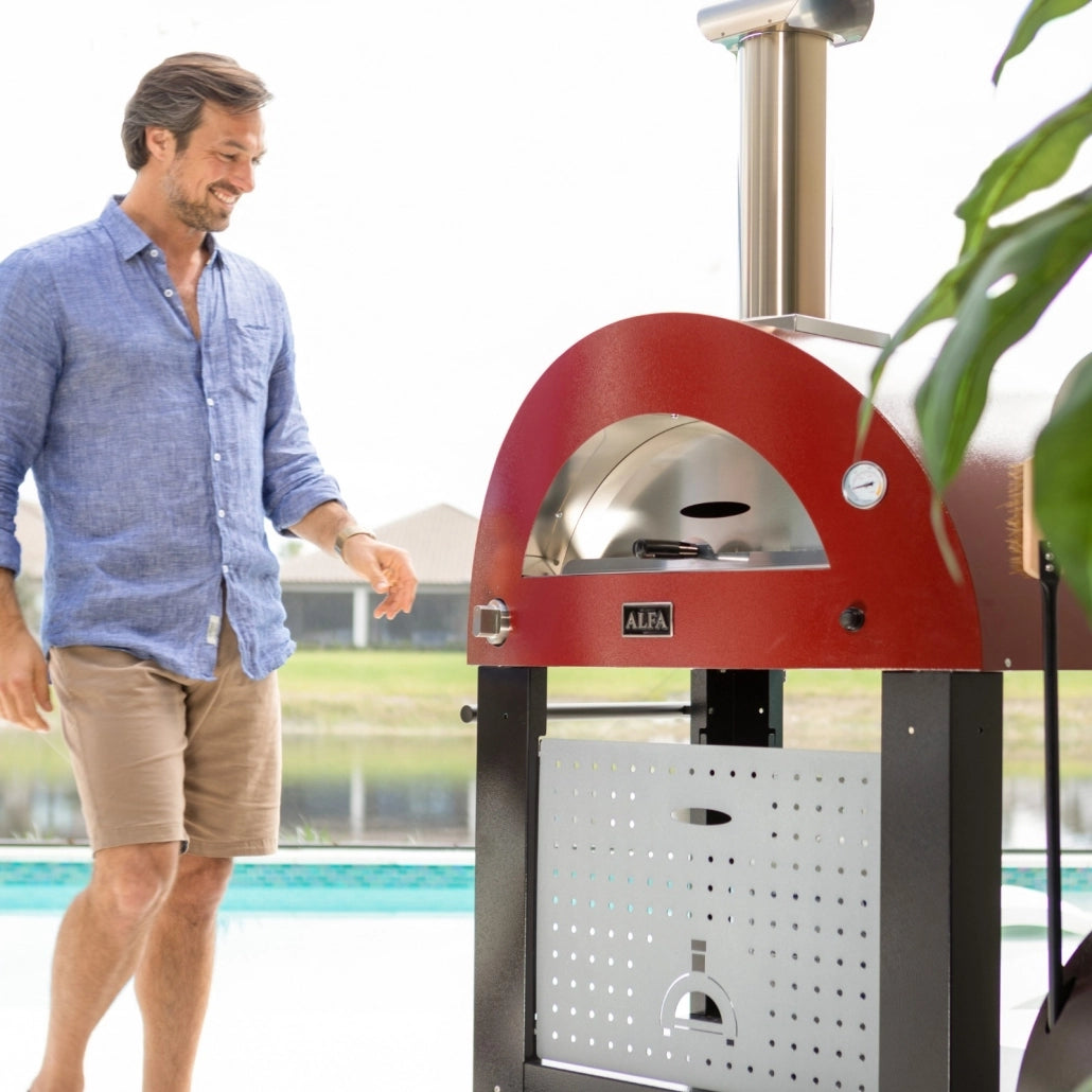 Cuptor hybrid 2 Pizze Moderno - Rosu