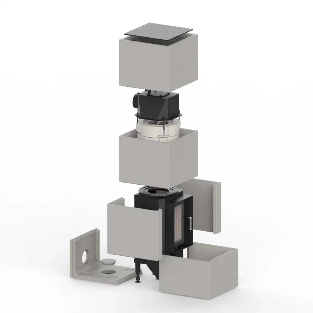 BLOX 50 - Semineu modular cu acumulare 12-24 kw + manere negre + protectie spate